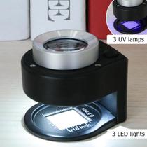 Lupa Conta Fios 2020 Profissional 20x com led e escala em mm (resolução 0,5mm) e pol + bolsa de couriça