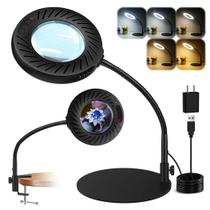 Lupa Ddlisu 12x com luz LED e suporte, 5 modos