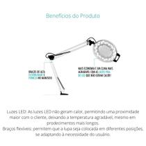 Lupa de Alumínio LED Bivolt Com Tripé Estek