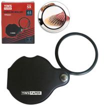 Lupa de bolso com lente de vidro 65mm aumenta amplia 5x yins paper Lupa de bolso com lente de vidro 65mm aumenta amplia 5x yins paper