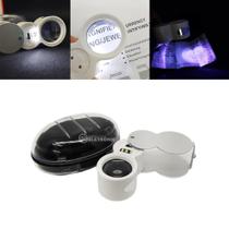Lupa De Bolso Profissional 40X Com Luz De Led Branco E UV Para Relojoeiro - 9888 Lupa De Bolso Profissional 40X Com Luz De Led Branco E UV Para Relojoeiro - 9888