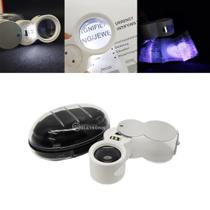 Lupa De Bolso Profissional 40X Com Luz De Led Branco E UV Para Relojoeiro Resistente - 98883 Lupa De Bolso Profissional 40X Com Luz De Led Branco E UV Para Relojoeiro Resistente - 98883