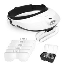 Lupa de cabeça AZFUNN 1X a 6X com luz LED +5 lentes