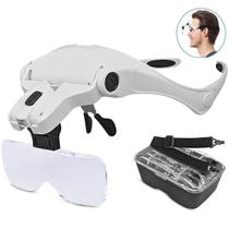 Lupa De Cabeça Oculos Profissional 5 Lentes Aumento Luz Led