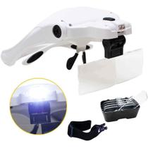 Lupa de Cabeça Profissional 2 LEDS 5 Lentes de Aumento Esteticista BRANCO
