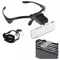 Lupa De Cabeça Profissional Óculos Leitura 2 Leds 5 Lentes Aumento Preto CBRN20720 - COMMERCE BRASIL