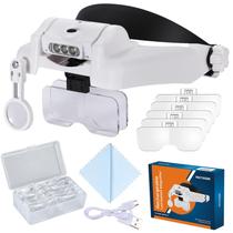 Lupa de cabeça YOCTOSUN LED recarregável com zoom 1X-14X