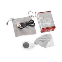 Lupa De Joalheiro Dobrável Recarregável 40X 60X Com Luzes LED UV Para Joias, Gemas E Moedas Lupa De Joalheiro Dobrável Recarregável 40X 60X Com Luzes LED UV Para Joias, Gemas E Moedas