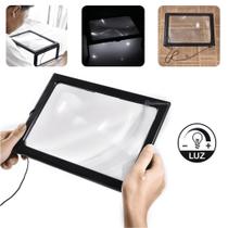 Lupa de Leitura Suporte Para Mesa Ideal Para Livros Amplia Até 2.5x Iluminada Em Acrilico TH275205C