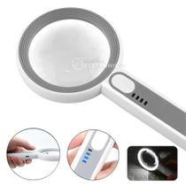 Lupa De Mão Bifocal Ampliação 12x Com Iluminação 16 LEDs Botão Touch e Recarregável 6516C Lupa De Mão Bifocal Ampliação 12x Com Iluminação 16 LEDs Botão Touch e Recarregável 6516C