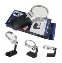 Lupa De Mão Luz Led Mesa Bancada Suporte Ajustável Dobrável