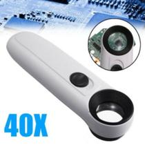 Lupa De Mão Portátil Com 2 Leds E Zoom De Aumenta 40x