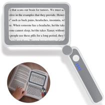 Lupa De Mão Quadrada 3,5x Cabo Articulável Luz 12 LEDs Botão Touch e Recarregável 1207512LC