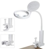 Lupa de Mesa com LED e Braçadeira Recarregável via USB