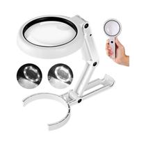 Lupa De Mesa Portátil Dobrável 11x 5x Com Suporte De Luz Lupa Regulável Para Leitura De Trabalho