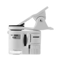 Lupa De Microscópio Universal Para Celular LED 60X Lente Macro Com Clipe De Micro Câmera Zoom Óptico