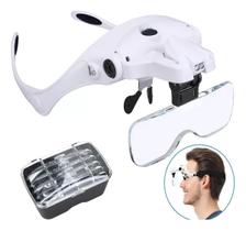 Lupa De Pala Para Cabeca Aumento 05 Lentes Luz Led Oculos