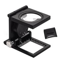 Lupa Dobrável e Escalonada Conta Fios Com Luz Ampliação 10x Escala 25mm - TH9005A