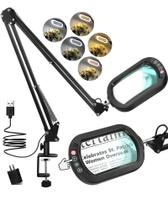 Lupa Drdefi 10X com luz e suporte, lâmpada LED de 40 cm