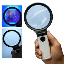Lupa Dupla 10x e 30x com LED Branco e Luz UV Portátil 90mm + 21mm 31990 Lupa Dupla 10x e 30x com LED Branco e Luz UV Portátil 90mm + 21mm 31990