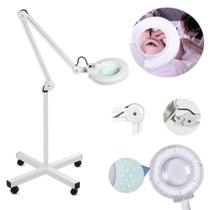 Lupa estetica luminaria articulada aluminio tripe 120 leds aumento 10x manicure branca bivolt