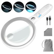 Lupa Gaborish 10X 20X 45X com 37 LED cinza claro