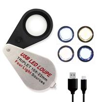 Lupa Koparneed 10x recarregável com LED UV, 22 mm, dobrável Lupa Koparneed 10x recarregável com LED UV, 22 mm, dobrável