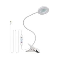 Lupa LED 10X Com Braço Flexível E Clampe De Metal, 3 Modos De Cor, Luminária De Mesa Para Leitura E