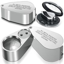 Lupa Leffis 40X LED UV Pocket Metal, pacote com 2 lupas de metal