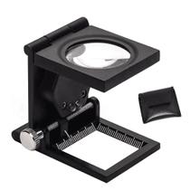 Lupa Lente Conta Fios Alumínio Com Luz Ampliação 10x Escala 25mm - TH9005A
