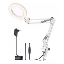 Lupa Luminaria Led Estetica Dentista Salao Cosmetologia Profissional Cilios Limpeza de Pele Suporte Flexivel Garra Giratorio Iluminaçao Multiuso