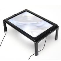 Lupa Mesa Tamanho A4 Com Suporte Maos Livre Ampliação 3X Com Iluminação Led Lente Aumento - Yeet Lupa Mesa Tamanho A4 Com Suporte Maos Livre Ampliação 3X Com Iluminação Led Lente Aumento - Yeet
