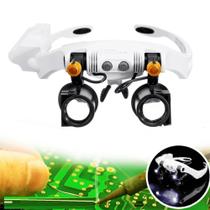 Lupa Pala Com 7 Pares de Lentes e Iluminação Branco Frio e Quente Amplia Até 25x - 32225