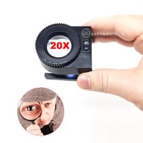 Lupa Para Joalheiro 3 LEDs Leitura Mapas Com Régua 20x Com Bolsa Resistente- TH90062