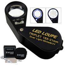 Lupa para joias, lupa, luz UV LED de ampliação de 15x Lupa para joias, lupa, luz UV LED de ampliação de 15x