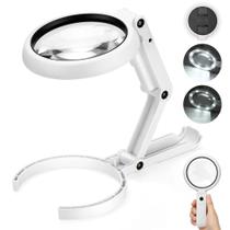 Lupa Portátil Dobrável Com 8 LEDs E Ampliação De 5x/11x Com Suporte Para Avaliação De Joias, Leitura