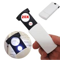 Lupa Portatil Mão Bolso 2 Em 1 Ampliação 20x/45x Luz Led Uso Geral Resistente 92045