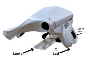 Lupa Profissional Formato Oculos Com 5 Lentes E Luz Led Para Iluminar