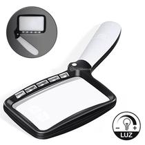 Lupa Retangular Dobrável Com Iluminação Led Zoom 2x Resina Acrílica Com Alta Definição 10863