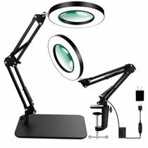 Lupa VITOTC 12X com lente de vidro, base com grampo e luz LED Lupa VITOTC 12X com lente de vidro, base com grampo e luz LED