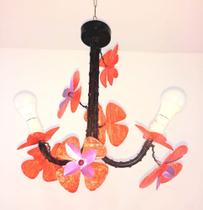 Lustre 2 bocas em ferro com flor