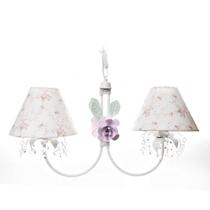 Lustre 2L Primavera Cristais 2 Flores G Rosa Quarto Bebê Infantil Menina