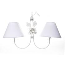 Lustre 2L Simples 2 Flores G Branco Quarto Bebê Infantil