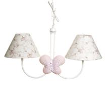 Lustre 2L Simples Com 2 Borboletas Quarto Bebê Infantil Menina
