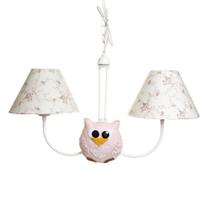 Lustre 2L Simples Com 2 Corujas Quarto Bebê Infantil Menina