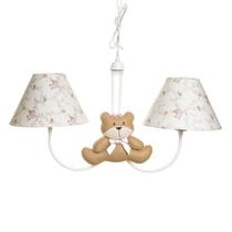 Lustre 2L Simples Com 2 Ursas Com Laço Quarto Bebê Infantil Menina