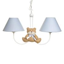 Lustre 2L Simples Com 2 Ursos Com Laço Quarto Bebê Infantil