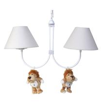 Lustre 2L Simples Floresta Com 2 Leões Quarto Bebê Infantil