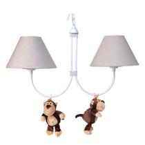 Lustre 2L Simples Floresta Com 2 Macacos Quarto Bebê Infantil Menina Menino