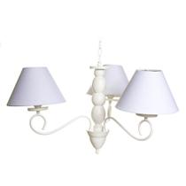 Lustre 3L Clássico Haste Madeira Branco Quarto Bebê Infantil Menina Menino Lustre 3L Clássico Haste Madeira Branco Quarto Bebê Infantil Menina Menino